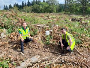 Leone Olivieri and Racheal Lee by monitoring instrumentation in an area of recently-felled woodland.