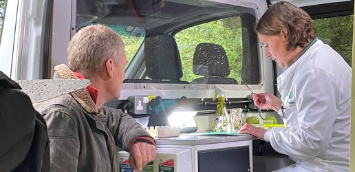 BBC Countryfile filming the Forest Research mobile tree health laboratory.