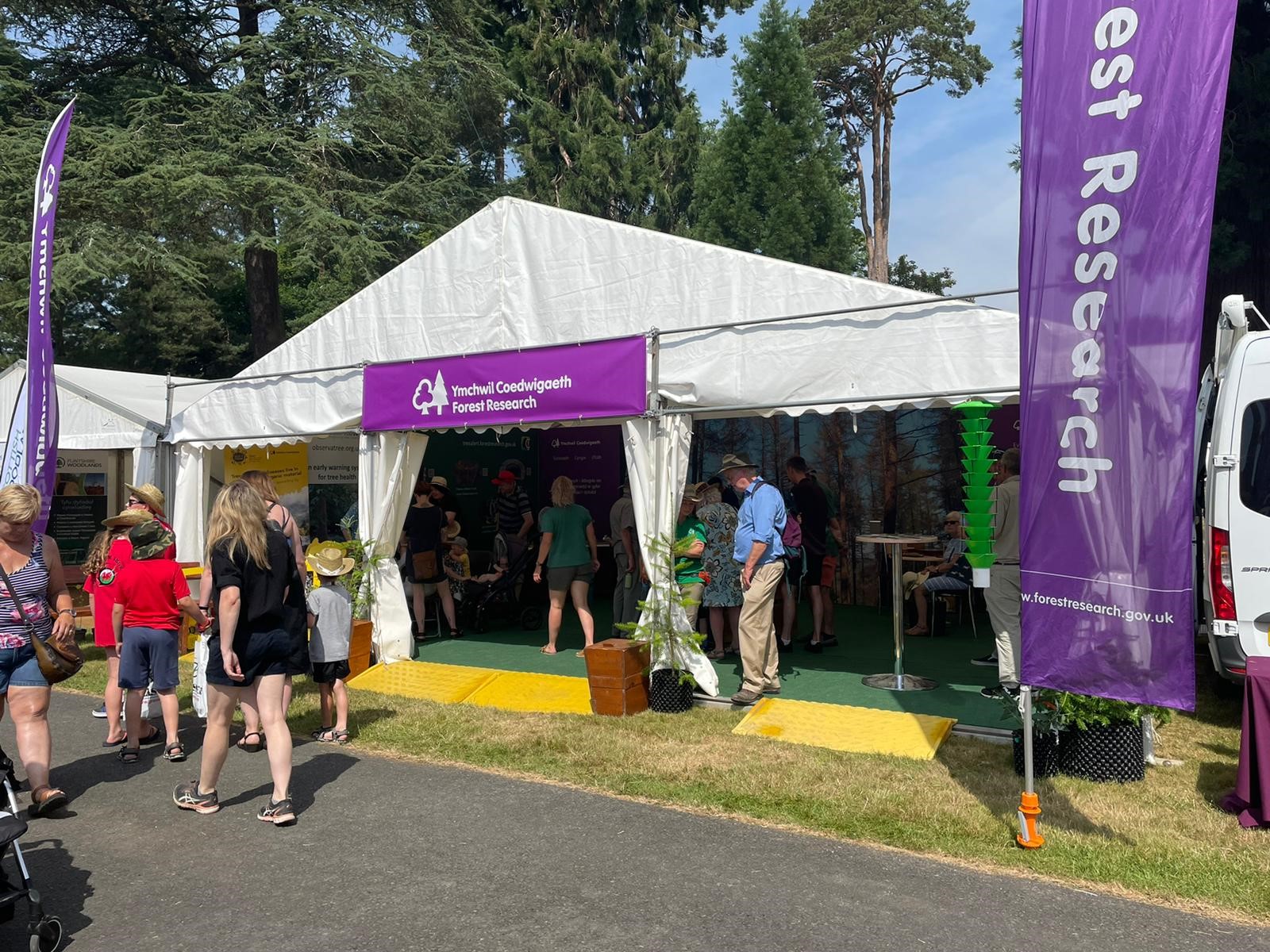 The Forest Research tent at an event in summer