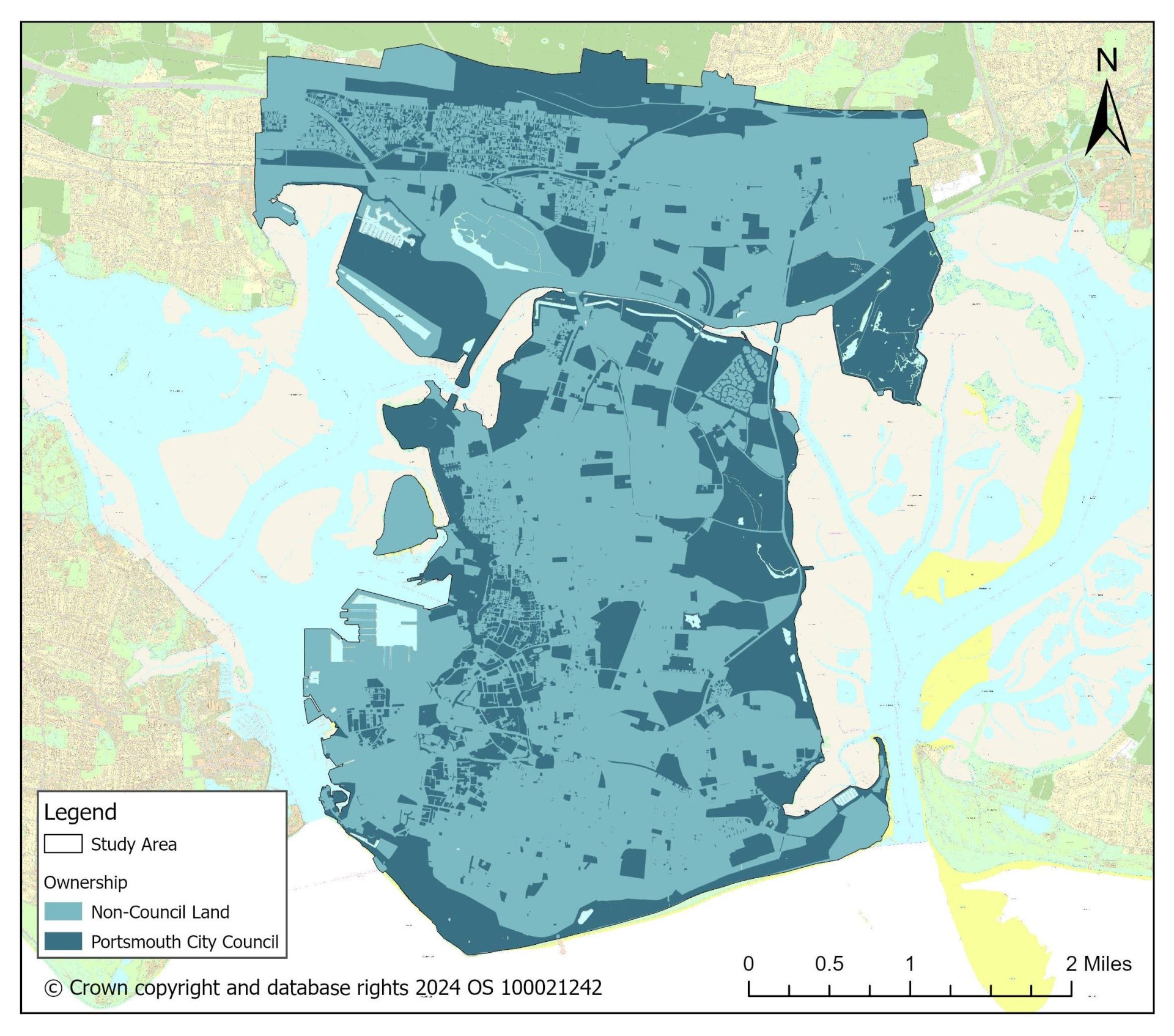 Map showing land ownership in Portsmouth