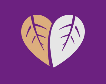 A graphic showing two leaves together depicting a heart shape.