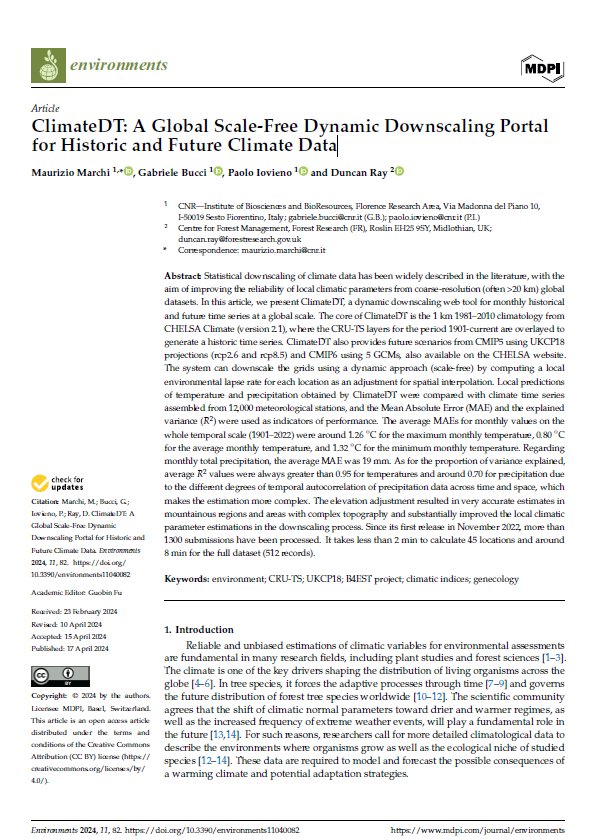 Cover for the paper: ClimateDT: A Global Scale-Free Dynamic Downscaling Portal for Historic and Future Climate Data.