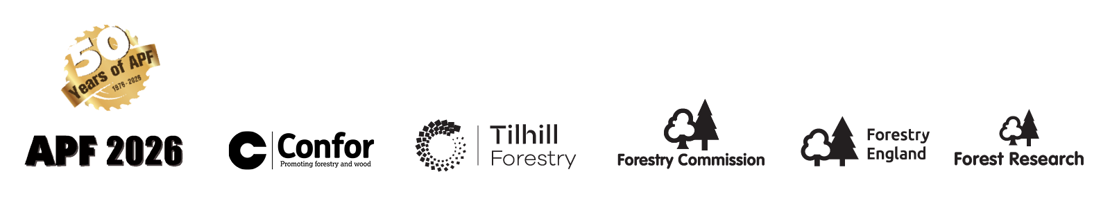 APF, Confo, Tilhill Forestry, Forestry Commission, Forestry England and Forest Research logos.