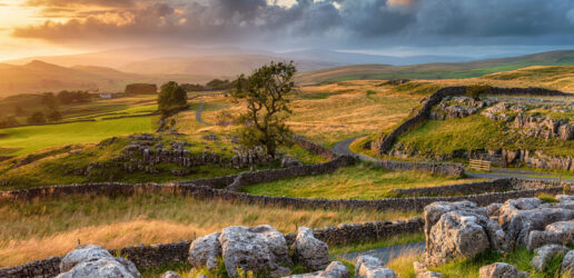A beautiful sunset over the Yorkshire Dales National Park